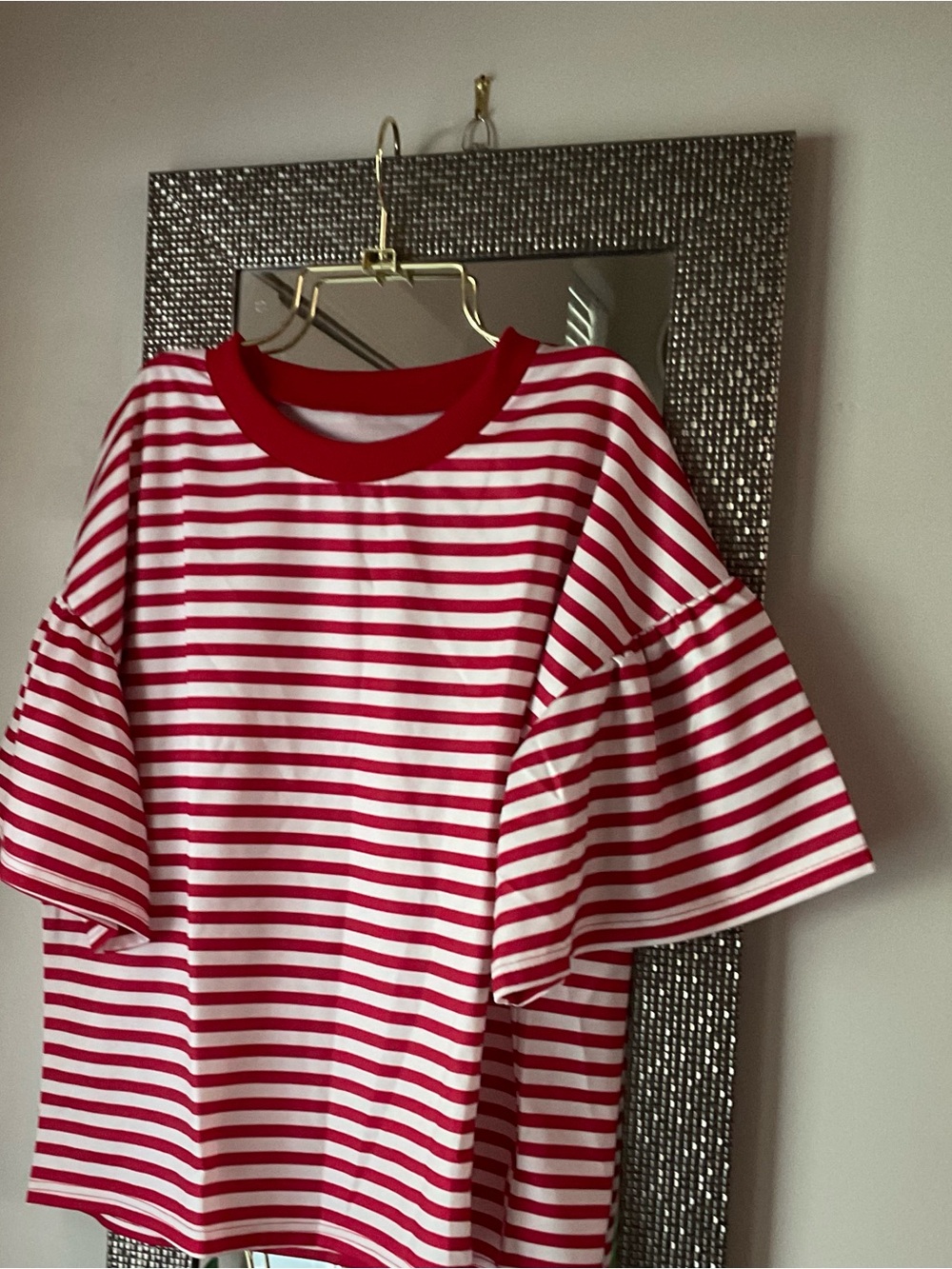 Women's Stripe Short Sleeve Top oversided